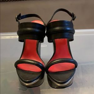 Charles Jourdan black wedge sandals